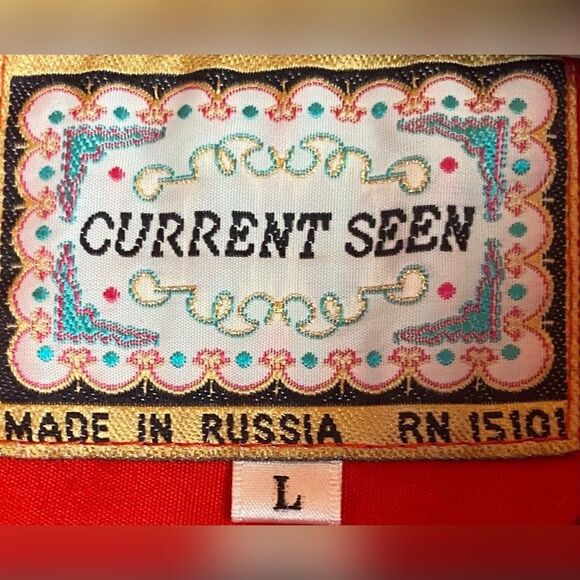 Current Seen Coat Women’s Large Red Blue Hood Oversized Storm Coat Russia - Picture 6 of 7